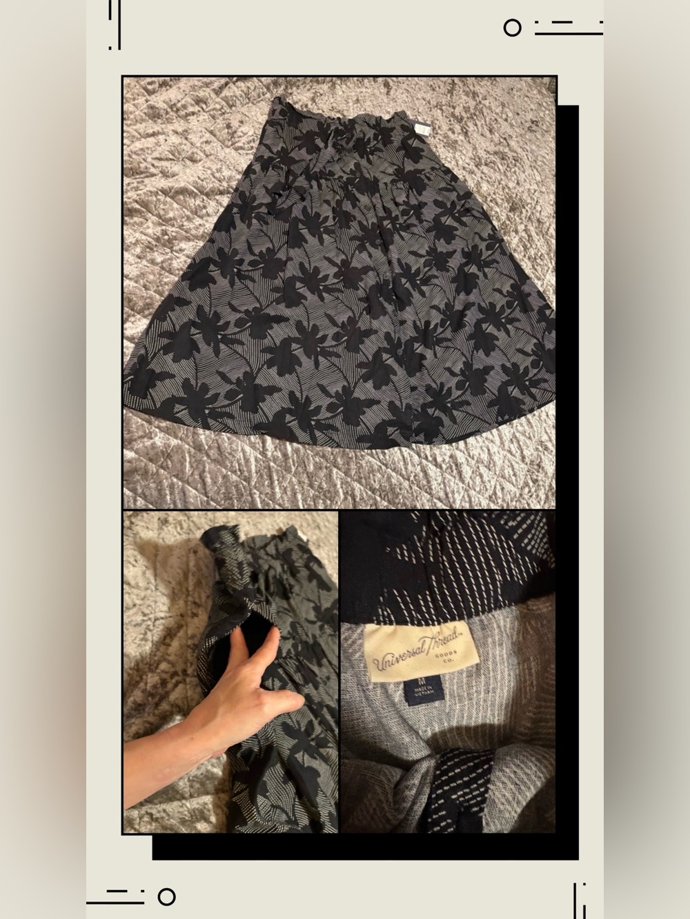 Universal Thread Black Floral Circle Skirt #1371